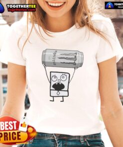 Alt Text: Doodlebob holding a Monster Energy Ultra can, featured on a stylish ladies tee design. Perfect for fans and energy drink lovers!