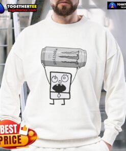 Top Doodlebob holding a Monster Energy Ultra can while wearing a stylish sweatshirt, perfect for fans and energy drink lovers.