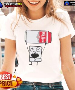 Alt Text: Doodlebob holding an Old Row beer can on a stylish ladies' tee, perfect for casual outings and fan apparel.
