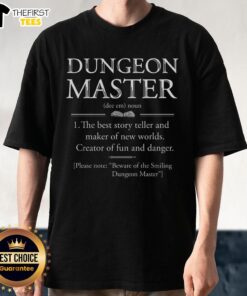 Top Dungeon Master Dictionary T-Shirt featuring creative D&D terms and graphics for tabletop gaming enthusiasts.