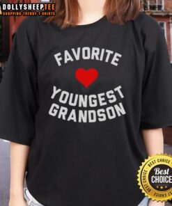 Top Favorite Youngest Grandson Heart Ladies Tee featuring a stylish design perfect for proud grandmothers.