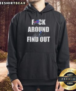 Top Fck Around And Find Out Buffalo Bills Hoodie in blue, featuring team logo and bold text, perfect for fans.