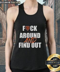 Chicago Bears tank top featuring 'Top Fck Around and Find Out' slogan, perfect for game day and casual wear.