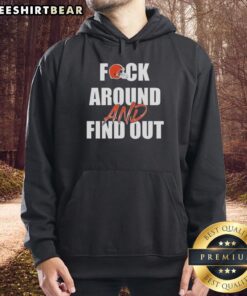Cleveland Browns hoodie featuring 'Top-Fck-Around-And-Find-Out' slogan, perfect for fans and game day attire.