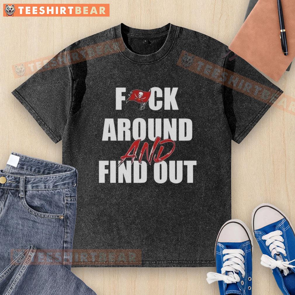 top-fck-around-and-find-out-tampa-bay-buccaneers-washed-t-shirt Top Fck Around And Find Out Tampa Bay Buccaneers washed t-shirt featuring team colors and logo for fans.