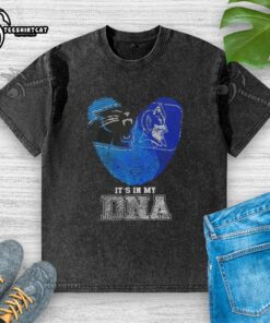 Top Fingerprints Carolina X Duke Blue Devils It's In My DNA washed t-shirt featuring vibrant team colors and a unique design.
