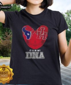 Top Fingerprints Houston Texans X Houston Cougars Its In My DNA Ladies Tee showcasing team pride and stylish design.