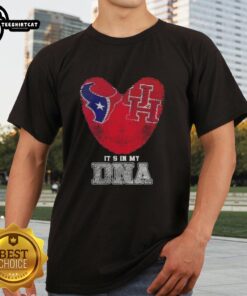 Alt Text: Top Fingerprints Houston Texans X Houston Cougars Its In My DNA T-Shirt showcasing team spirit and pride.