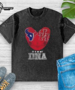 Top Fingerprints Houston Texans X Houston Cougars 'It's In My DNA' washed t-shirt showcasing team spirit and style.