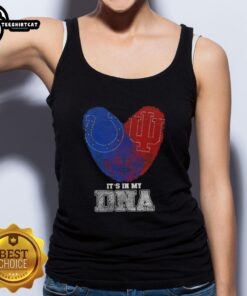 Stylish tank top featuring 'Its In My DNA' design with Indianapolis Colts and Indiana Hoosiers fingerprints.