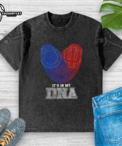 Top Fingerprints Indianapolis Colts x Indiana Hoosiers It's in My DNA washed t-shirt showcasing team spirit and style.