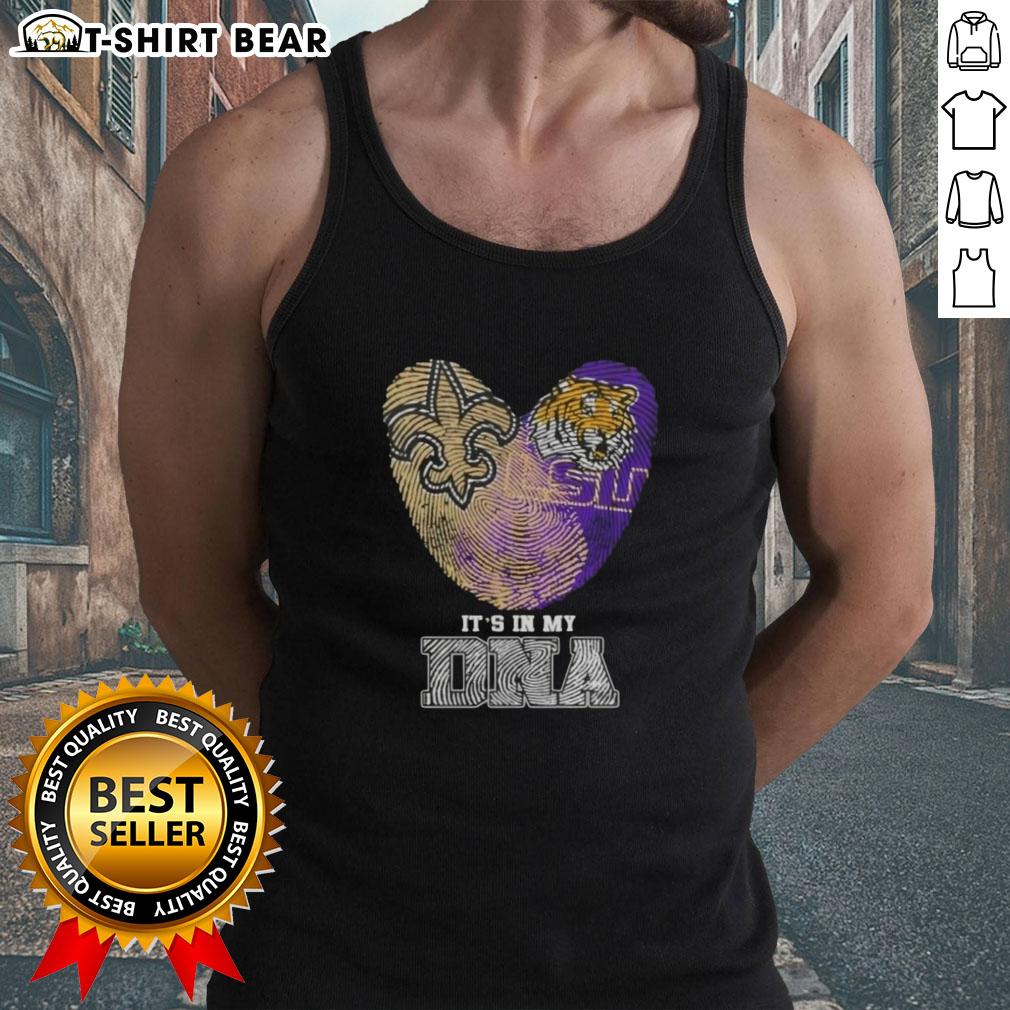 Top Fingerprints New Orleans Saints X Lsu Tigers It'S In My Dna Tank Top Stylish tank top featuring 'Top Fingerprints' design for New Orleans Saints X LSU Tigers fans, showcasing team spirit.