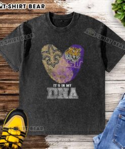 Top Fingerprints New Orleans Saints X LSU Tigers DNA washed t-shirt showcasing team spirit and unique design.