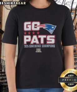 New England Patriots Ladies Tee celebrating 2025 AFC Conference Champions with stylish design and team colors.