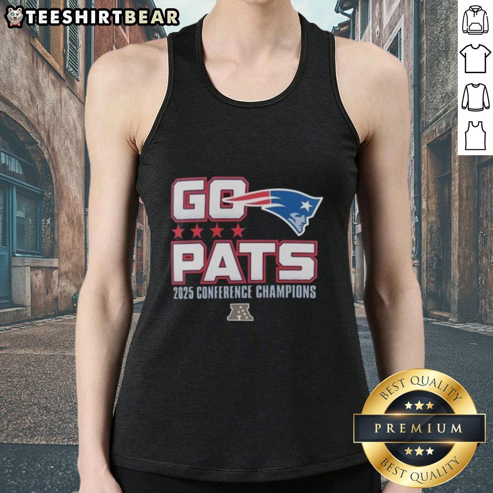 top-go-pats-2025-afc-conference-champions-new-england-patriots-tank-top New England Patriots tank top celebrating 2025 AFC Conference Champions with stylish design and team logo.