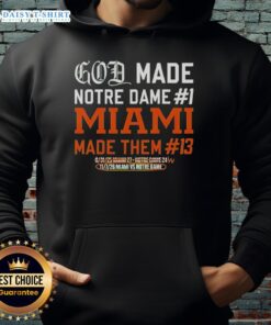Top God Made Notre Dame 1 Miami Made Them 13 hoodie featuring stylish design and vibrant colors for fans.