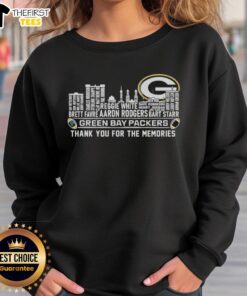 Green Bay Packers sweatshirt featuring a city skyline and 'Thank You For The Memories' for fans celebrating the team.