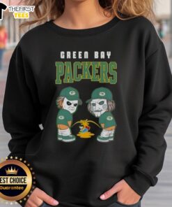 Top Green Bay Packers X Michael Myers and Billy the Puppet sweatshirt featuring a striking graphic design.