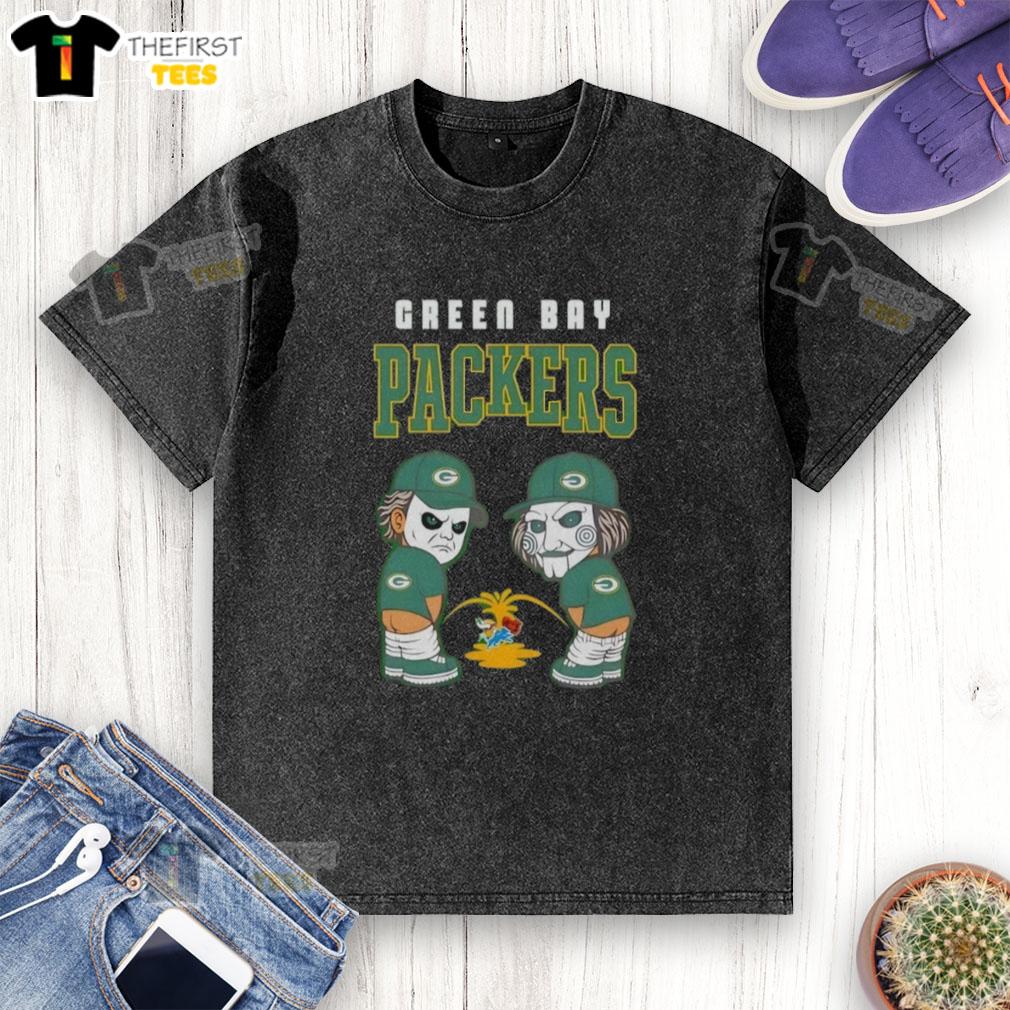 top-green-bay-packers-x-michael-myers-and-billy-the-puppet-piss-on-washed-t-shirt Alt Text: Top Green Bay Packers X Michael Myers and Billy the Puppet graphic on a washed t-shirt, perfect for fans and horror lovers.