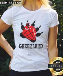 Top Greenland Green Day bear paw heart logo parody ladies tee in vibrant colors, perfect for music fans and casual wear.