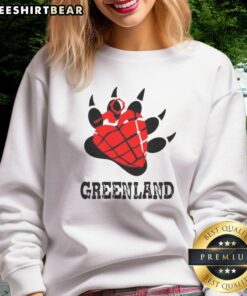 Top Greenland Green Day Bear Paw Heart Logo Parody Sweatshirt featuring a unique design and vibrant colors.