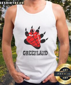 Top Greenland Green Day bear paw heart logo parody tank top design featuring vibrant colors and a fun graphic.