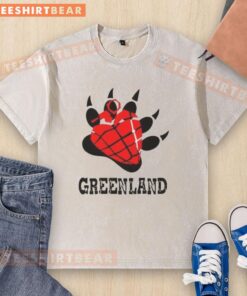 Top Greenland Green Day bear paw heart logo parody on a washed t-shirt, perfect for fans of punk rock style.