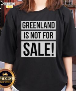 Top Greenland Is Not For Sale Ladies Tee featuring a bold graphic design in vibrant colors on a stylish women's t-shirt.