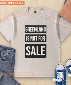 Top Greenland Not For Sale logo on a washed t-shirt, highlighting the Greenland Crisis and its environmental impact.