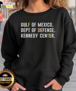 Top Gulf of Mexico Department of Defense Kennedy Center sweatshirt in navy blue, showcasing military pride and style.