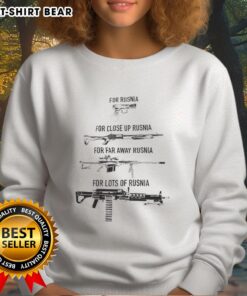 Close-up of Top Gun sweatshirt featuring 'For Rusnia' design, perfect for fans of aviation and military-themed apparel.