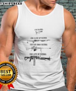 Close-up of a stylish 'Top Gun for Rusnia' tank top, perfect for casual wear and showcasing a unique design.