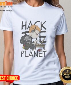 Top Hack The Peanuts Planet Ladies Tee featuring colorful graphic design, perfect for casual style and Peanuts fans.