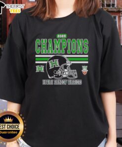 Top Hawaii Rainbow Warriors 2025 Hawaii Bowl Champions Ladies Tee featuring vibrant team colors and logo.