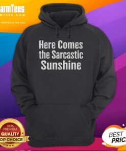 Alt Text: Top Here Comes The Sarcastic Sunshine Hoodie in vibrant yellow, featuring a playful graphic design for casual wear.