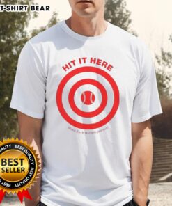 Top Hit It Here Make Zack Hampie Jealous Target Baseball T-Shirt design featuring bold graphics and vibrant colors.