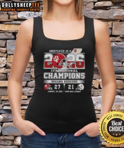 Top Hoosiers Indiana CFP National Champions 2026 Undefeated Final Score Helmet Tank Top for fans.