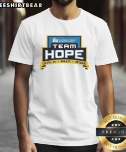 Alt Text: Top Huntington's Disease Society of America Iowa Chapter Team Hope Walk T-Shirt featuring logo and vibrant design.