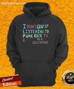 Top I Didn't Grow Up Listening to Punk Rock to Bow Down to a Dictator hoodie displayed on a mannequin.
