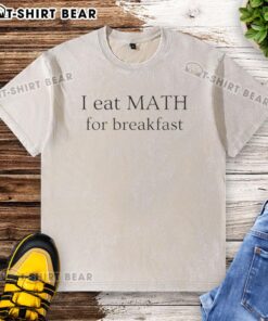 Top I Eat Maths for Breakfast washed t-shirt featuring a fun math-themed graphic design, perfect for math lovers.