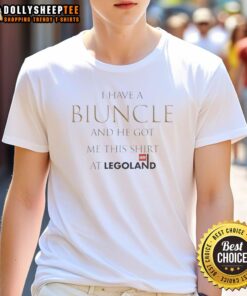 Top I Have A Biuncle T-Shirt from Legoland featuring fun designs for family and friends, perfect for theme park lovers.