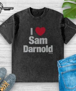 Alt Text: Top I Heart Sam Darnold washed t-shirt featuring a vintage design, perfect for NFL fans and Darnold supporters.