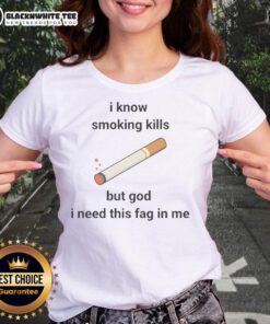 Stylish 'Smoking Kills' ladies tee featuring bold text, perfect for casual wear and expressing a fun attitude towards smoking.