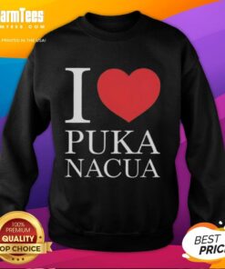 Alt Text: Cozy 'I Love Puka Nacua' sweatshirt featuring vibrant colors and stylish design for fans and fashion lovers.