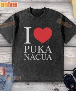 Top I Love Puka Nacua washed t-shirt in soft fabric, featuring a stylish graphic design perfect for casual wear.