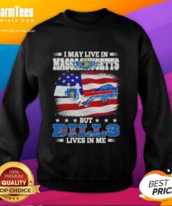 Die-hard Buffalo Bills fan sweatshirt, showing pride even while living in Massachusetts, perfect for game day.