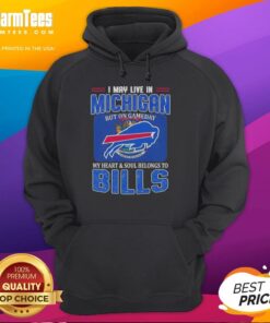 Buffalo Bills football flag hoodie worn by a fan in Michigan, showcasing team spirit on game day.