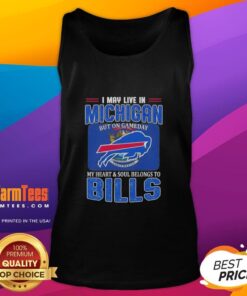 Buffalo Bills football flag tank top, perfect for game day, showcasing team spirit while living in Michigan.