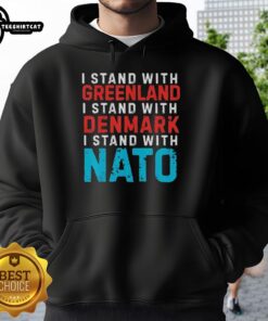 Top I Stand With Greenland Denmark NATO Hoodie showcasing a stylish design promoting support for Greenland and NATO.