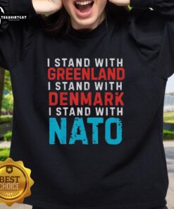 Top I Stand With Greenland Denmark NATO Sweatshirt featuring a bold design and vibrant colors for supporters of Greenland.